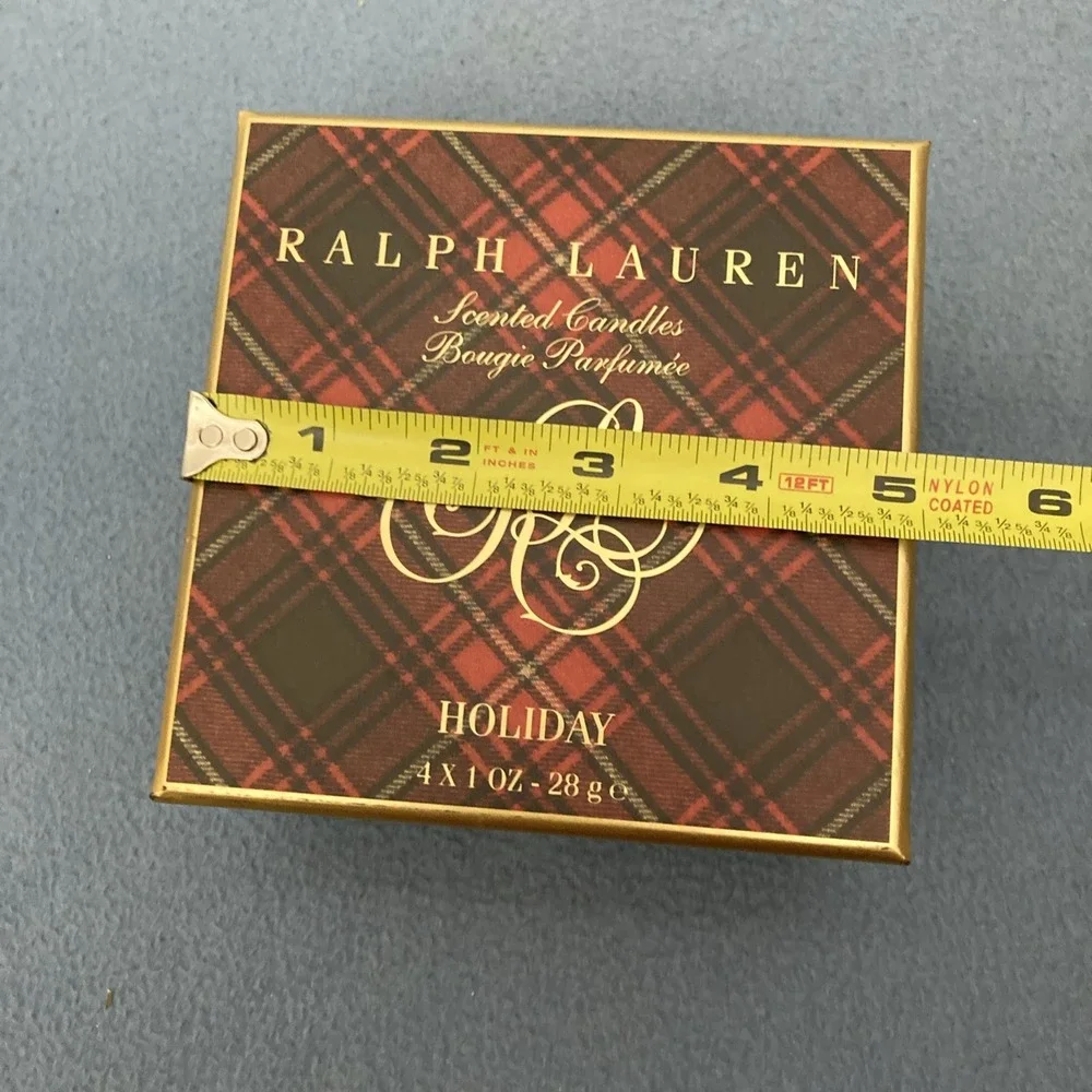 NIB RALPH LAUREN HOLIDAY Scent Votive Soy Blend 4 x 1oz Red‎ Glass Candles